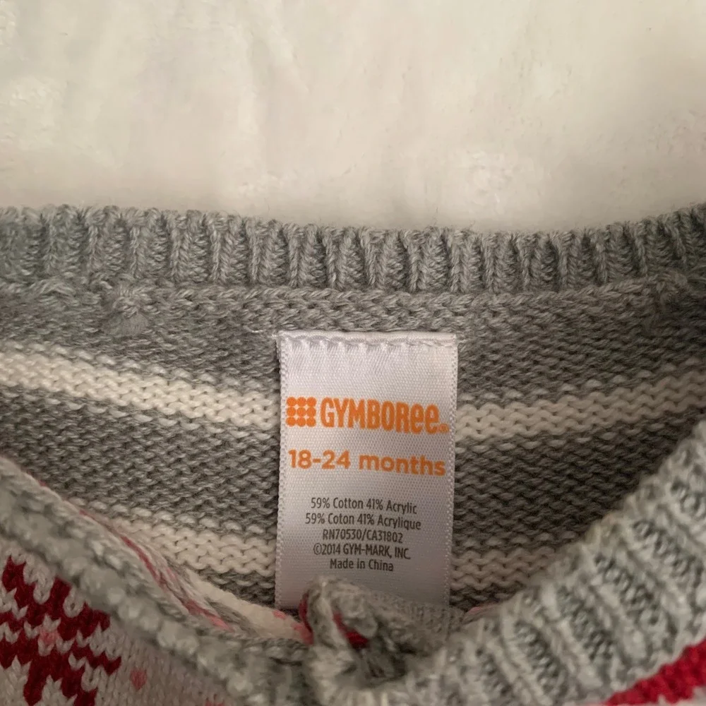 Gymboree 18-24 months Gray White‎ Striped Snowflake Fair Isle Cardigan Sweater